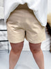 Beige High Waist Linen Shorts