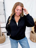 Black Mock Neck Half Zip Up Sweatshirt