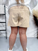 Beige High Waist Linen Shorts