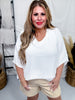 White V-Neck Top with Angel Sleeves
