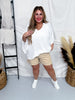 White V-Neck Top with Angel Sleeves