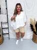 White V-Neck Top with Angel Sleeves