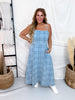 Plaid Denim Spaghetti Strap Midi Dress