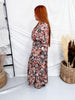 Floral Off Shoulder Smocked Waist Midi Dress With Puff Sleeves