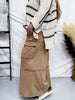 Wide Leg Terry Knit Pull on Cargo Pants in Latte
