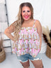 Multicolor Boot Print Flowy Tank Top