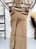 Wide Leg Terry Knit Pull on Cargo Pants in Latte