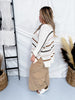 Wide Leg Terry Knit Pull on Cargo Pants in Latte