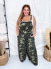 Washed Camo WIde Leg Paint Splatter Overalls