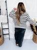 Black and Off White Striped Button Down Cardigan