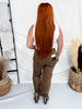 Saige Denim Coffee Brown Cropped Cuffed Straight Leg Jeans