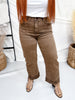Saige Denim Coffee Brown Cropped Cuffed Straight Leg Jeans