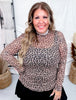 Long Sleeve Leopard Print Mesh Top