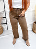 Saige Denim Coffee Brown Cropped Cuffed Straight Leg Jeans