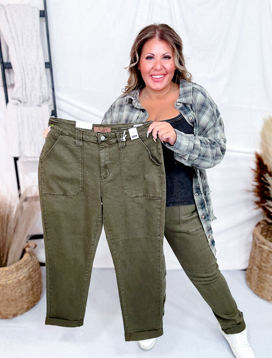Judy Blue High Waist Midnight Forest Cuffed Aurora Jogger Jeans