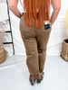 Saige Denim Coffee Brown Cropped Cuffed Straight Leg Jeans