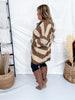 Long Sleeve Knit Brown & Taupe Button Down Cardigan