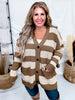 Long Sleeve Knit Brown & Taupe Button Down Cardigan