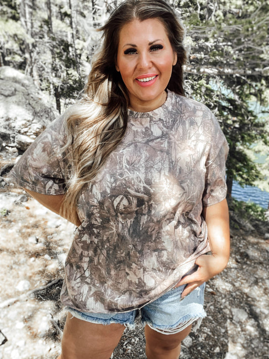 Birdie Dark Camo Oversized Shorts Sleeve T-Shirt