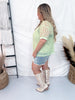 Cowtown Cutesy Short Sleeve Sherbert Lime Mesh Top