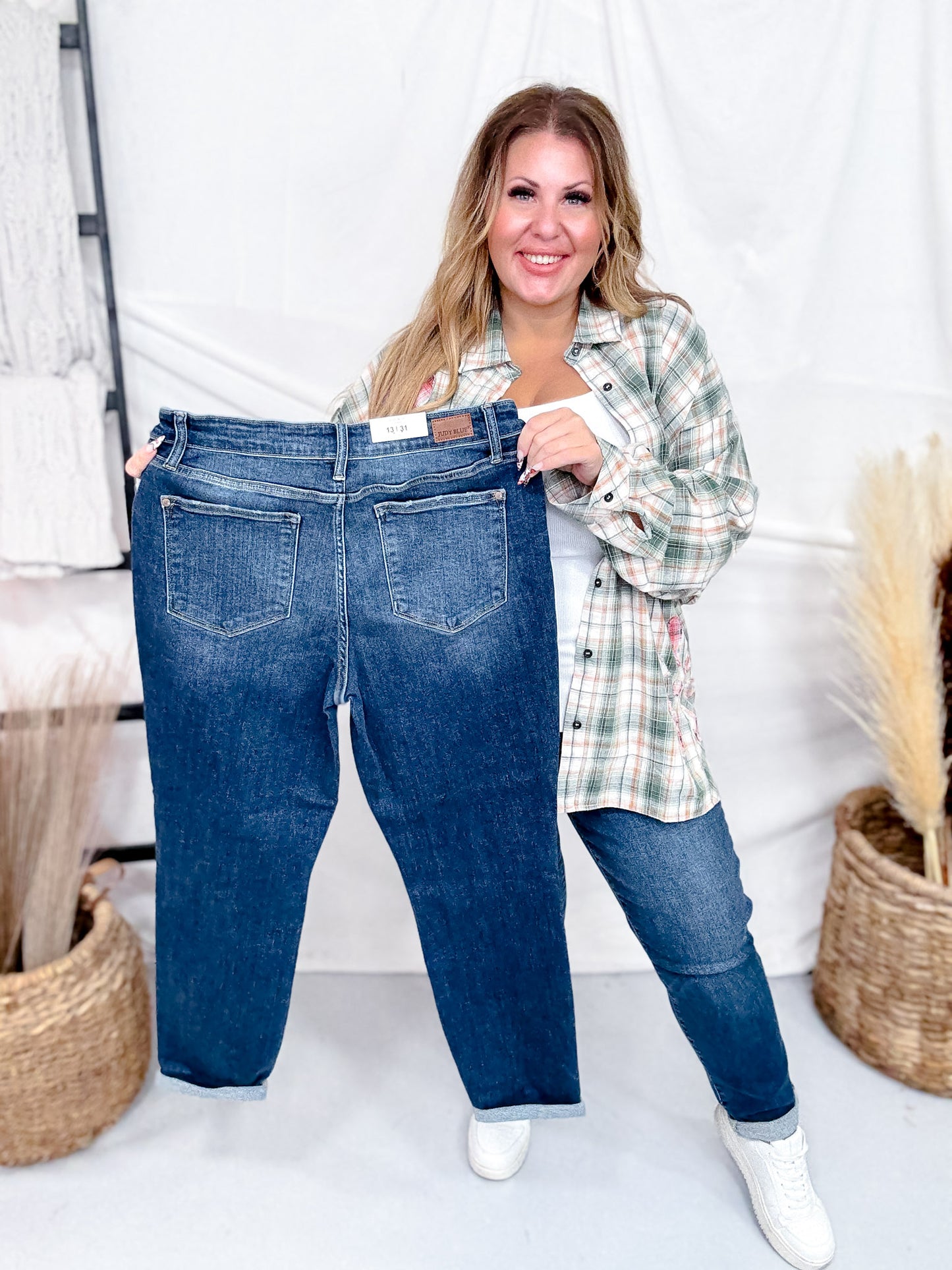 Judy Blue Core Mid-Rise Cuffed Boyfriend Jeans