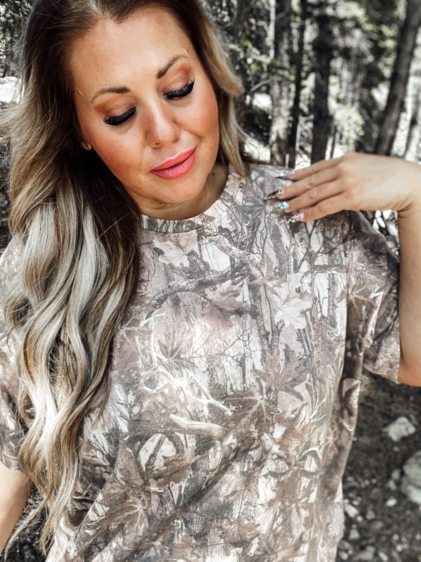 Birdie Dark Camo Oversized Shorts Sleeve T-Shirt