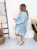 Acid Washed Denim Tiered Mini Babydoll Dress