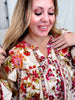 Floral Printed Blouse W/ Ruffled Yoke & Pleated Balloon Sleeves