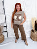 Heaven Sent Hell Bent Faded Brown Graphic Midi Muscle Tank