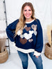 Heart Applique Sweatshirt W/ Contrasting Rib Trim