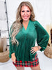 Ivy Velvet Textured Green Long Sleeve Top