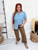 Blue Belle Short Sleeve Button Front Top