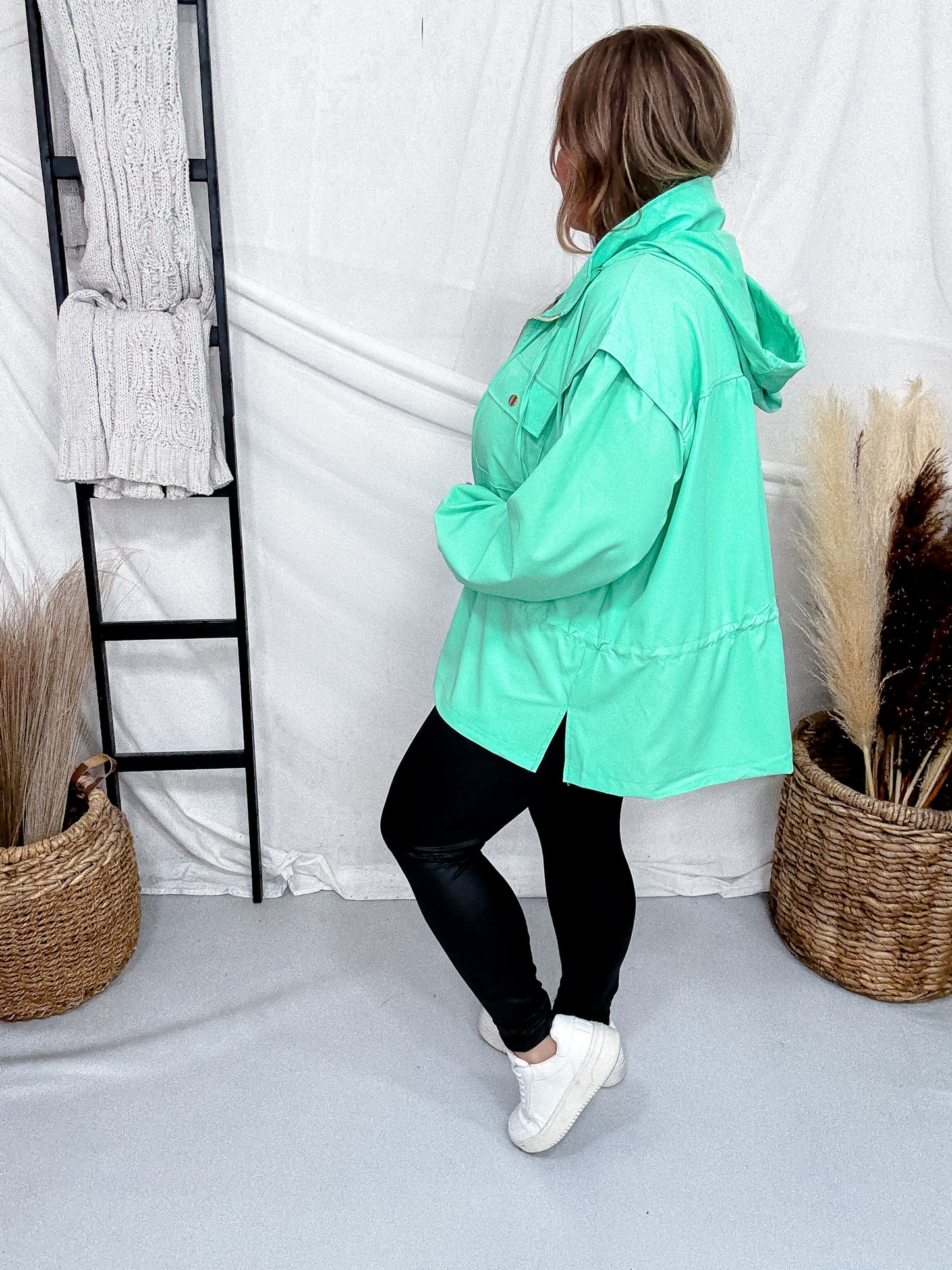 Long Sleeve Lightweight Hooded Zip Up Jacket W/ Chest Pockets