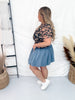Black Floral Print Short Sleeve Mesh Layering Top