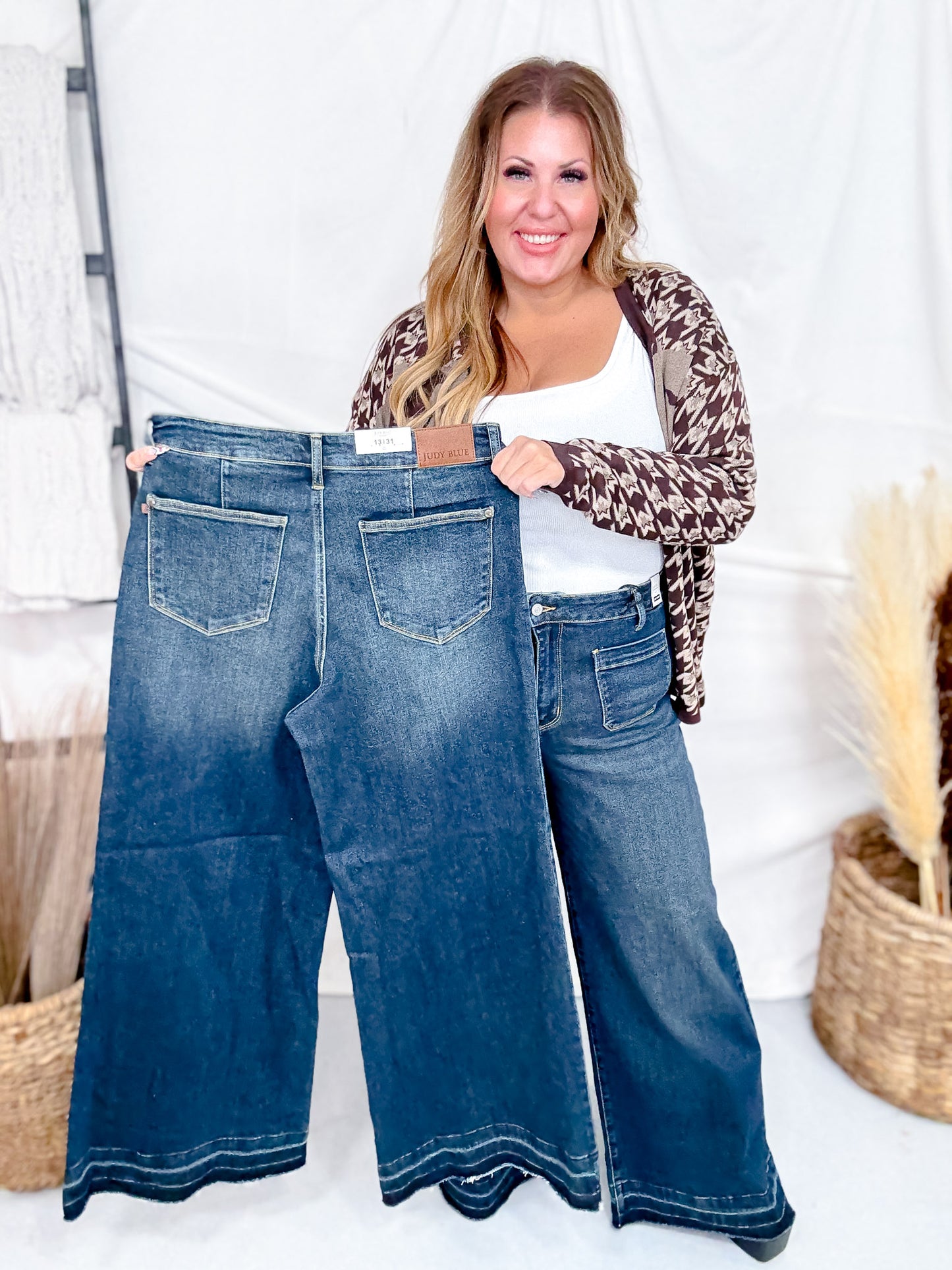 Judy Blue High-Waist Palazzo Front Patch Pocket Jeans