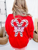 Candy Cane Red Long Sleeve Button Up Cardigan
