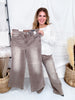 Judy Blue High-Waist Wide Leg Clay Yarned Dyed Criss Cross Waist Band Jeans