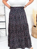 Cherry Punch Black Tiered Maxi Skirt With Smocked Waist