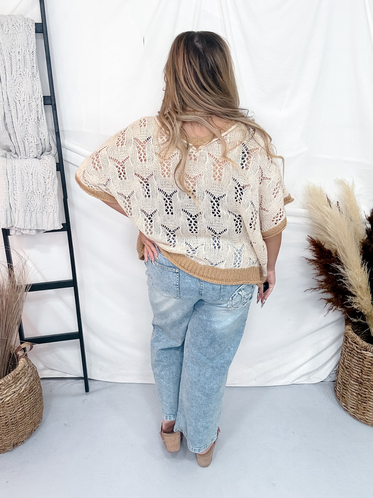 Peace Sign Patch Light Wash Straight Denim Jeans