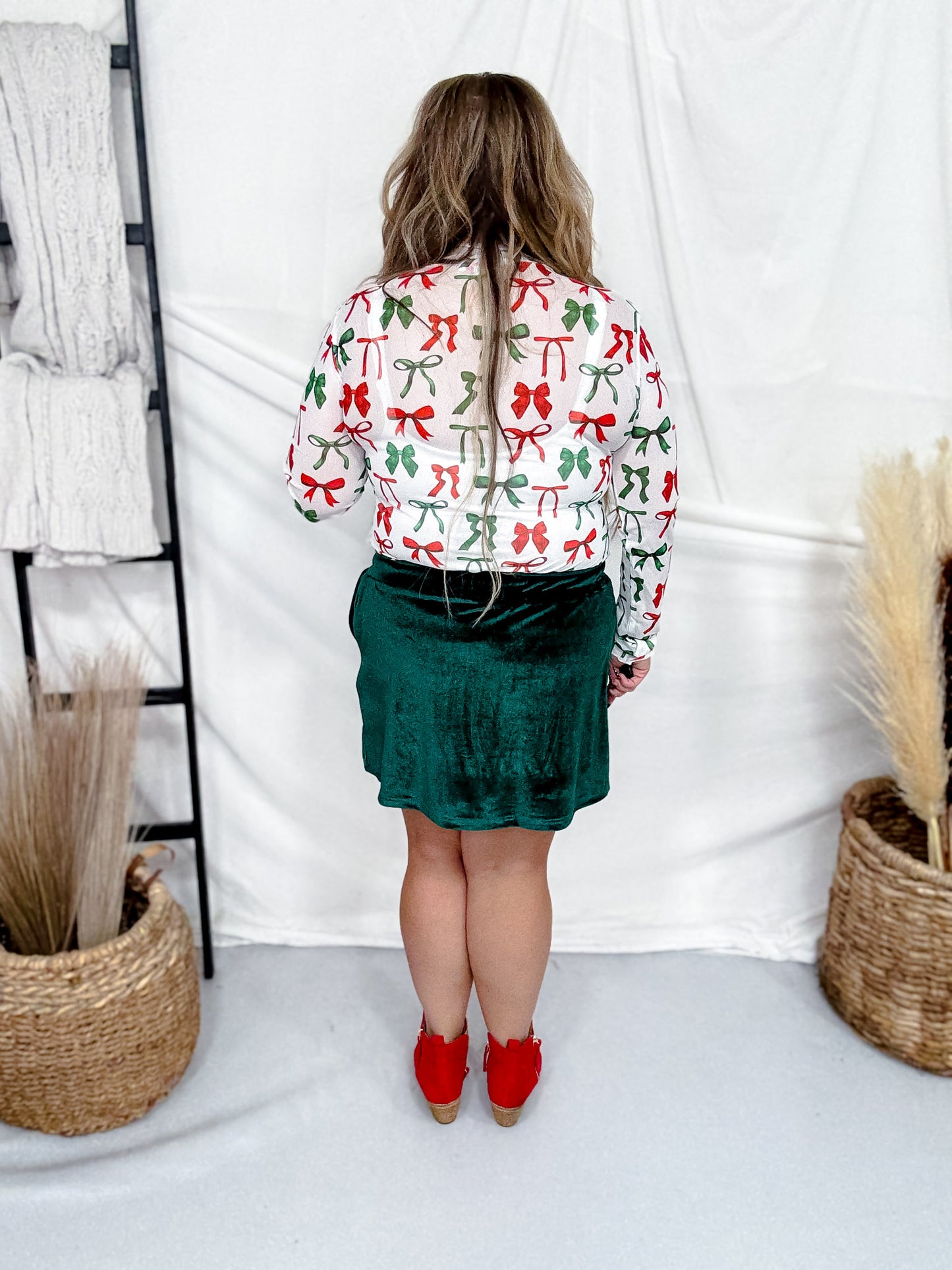 Keigan Mesh Midnight Bow Christmas Edition Top