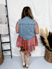 Denim and Plaid Flare Hem Vest