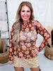 Keigan Mesh Chocolate Gingerbread Long Sleeve Top
