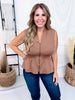 Sleeveless Zipper Front Peplum Top In Mocha