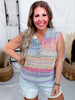 Multicolored V-Neck Knitted Tank Top