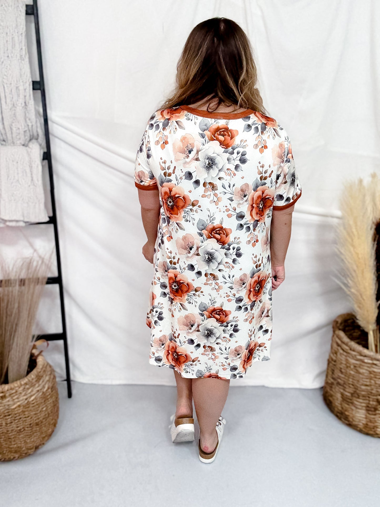 Rust Floral Loungewear Night Dress
