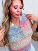 Multicolored V-Neck Knitted Tank Top