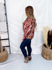 Mauve Floral Print Balloon Sleeve Top With Split Neckline