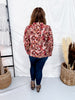 Mauve Floral Print Balloon Sleeve Top With Split Neckline