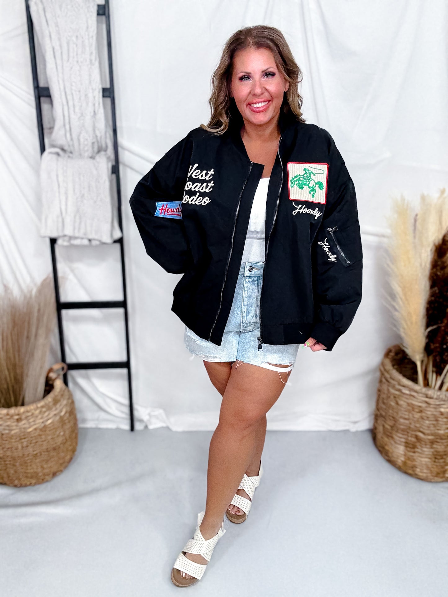 Black Denim Jacket With Western Embroidery