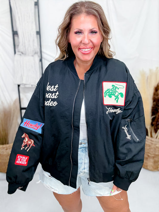 Black Denim Jacket With Western Embroidery